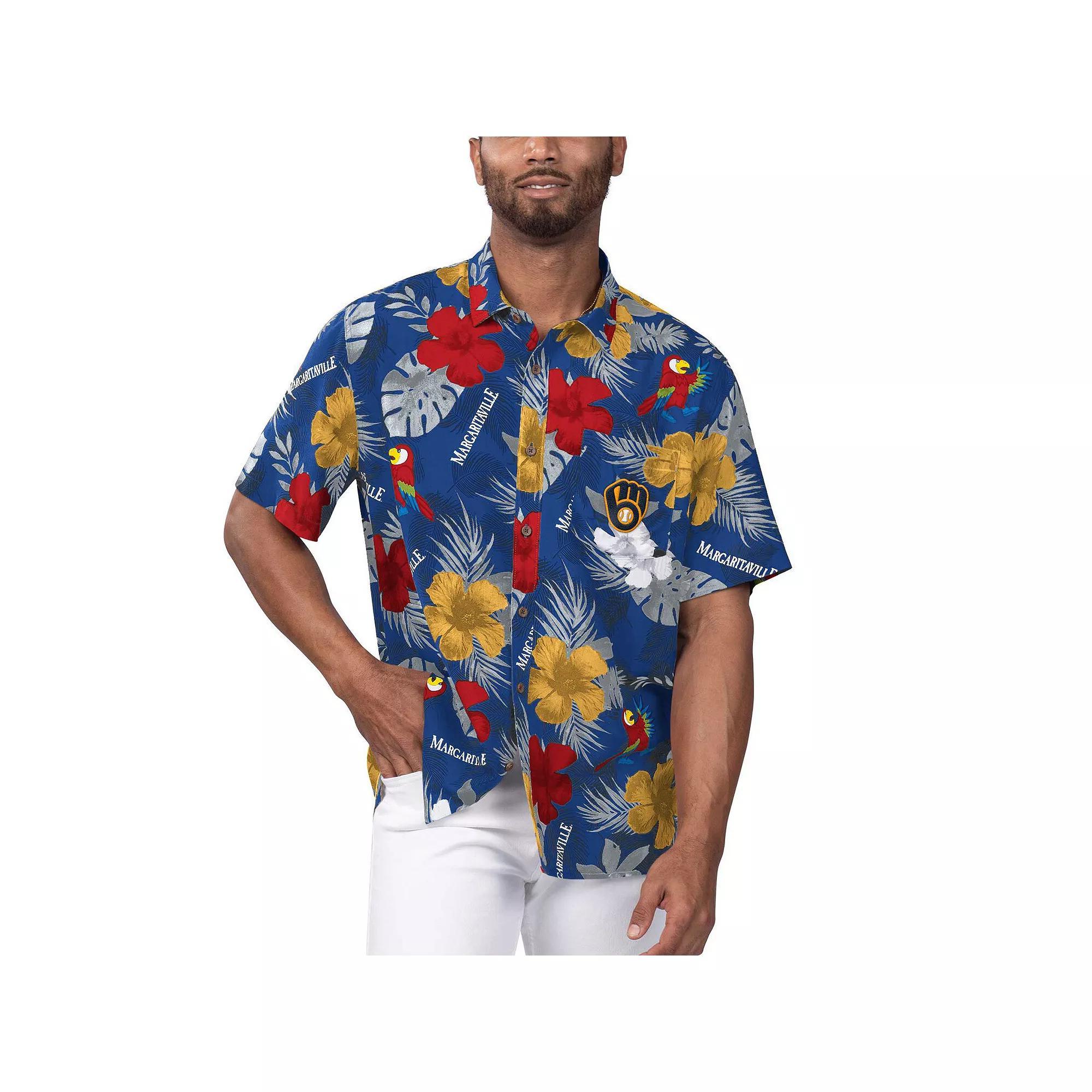 Men's Margaritaville Royal Chicago Cubs Island Life Floral Party Button-Up Shirt, Size: 2XL, Blue Product Image
