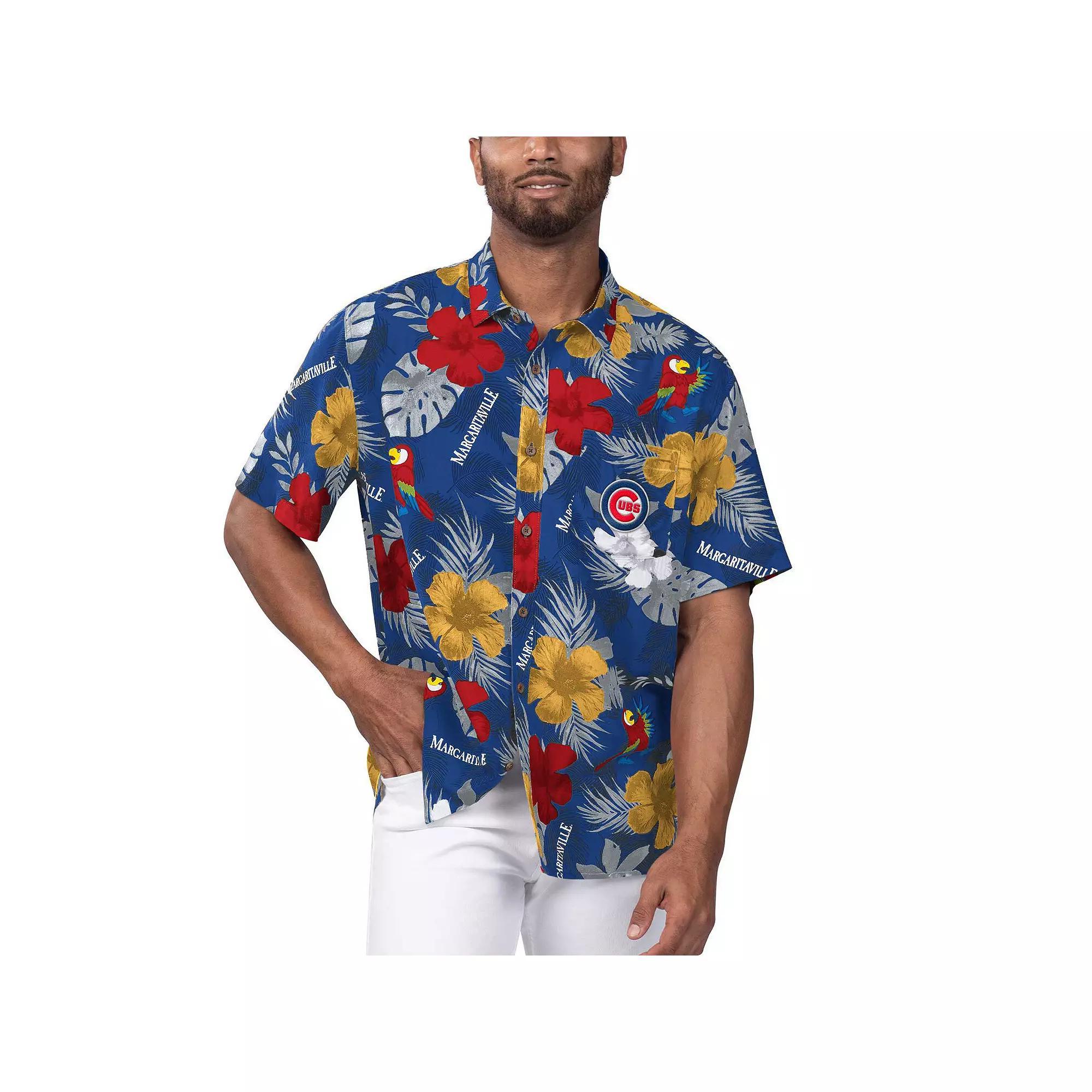 Men's Margaritaville Royal Chicago Cubs Island Life Floral Party Button-Up Shirt, Size: 2XL, Blue Product Image
