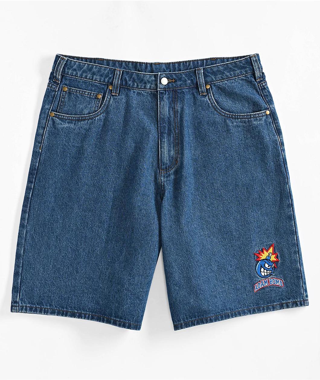 Adam Bomb Speed Blue Denim Baggy Shorts Product Image