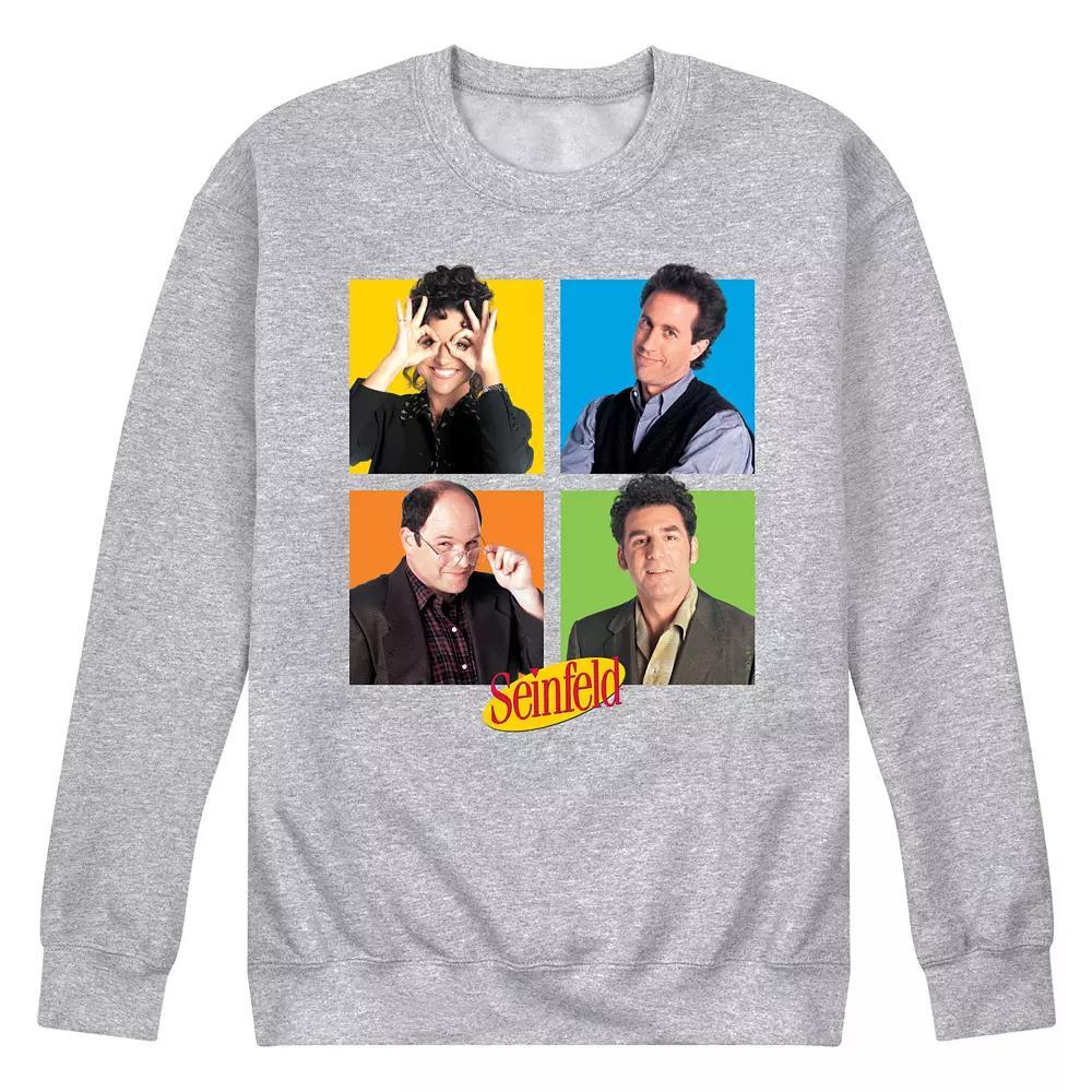 Mens Seinfeld Character Grid Fleece Sweatshirt Grey Gray Product Image
