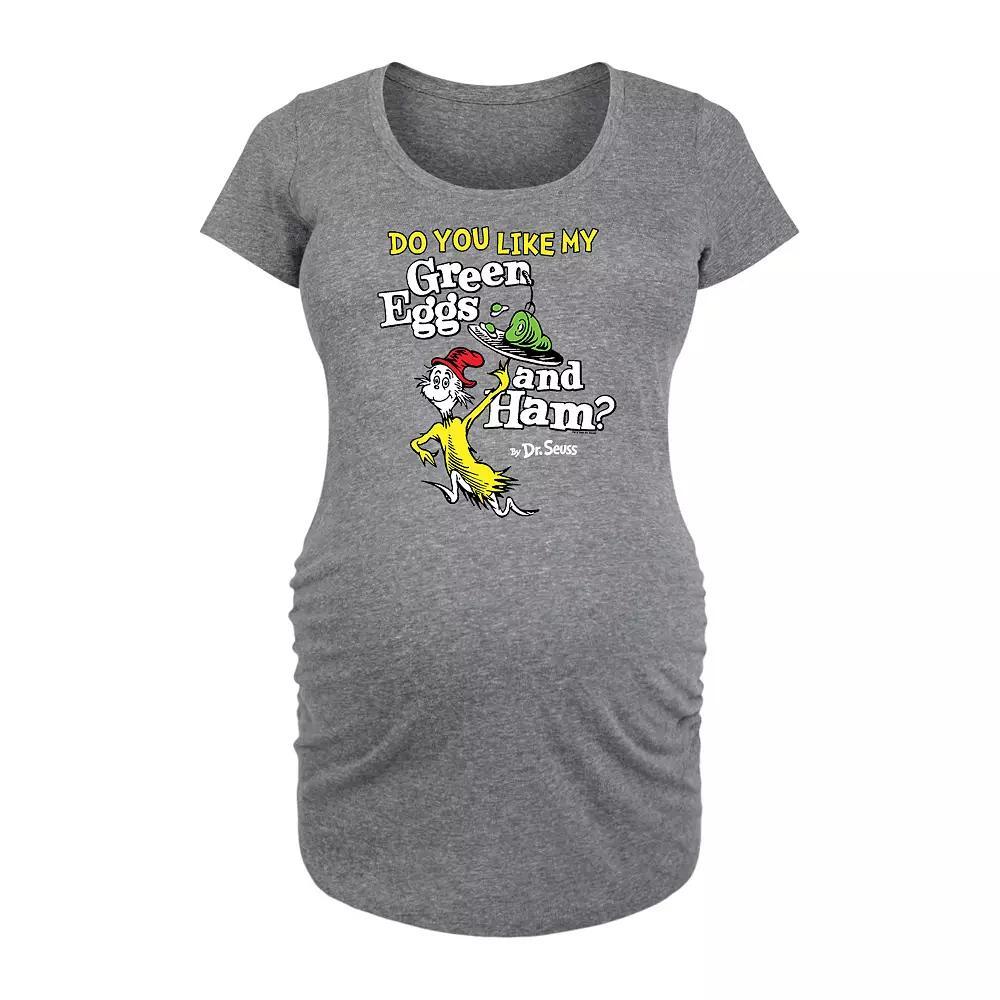 Maternity Dr. Seuss Eggs And Ham Graphic Tee, Womens Grey Gray Product Image