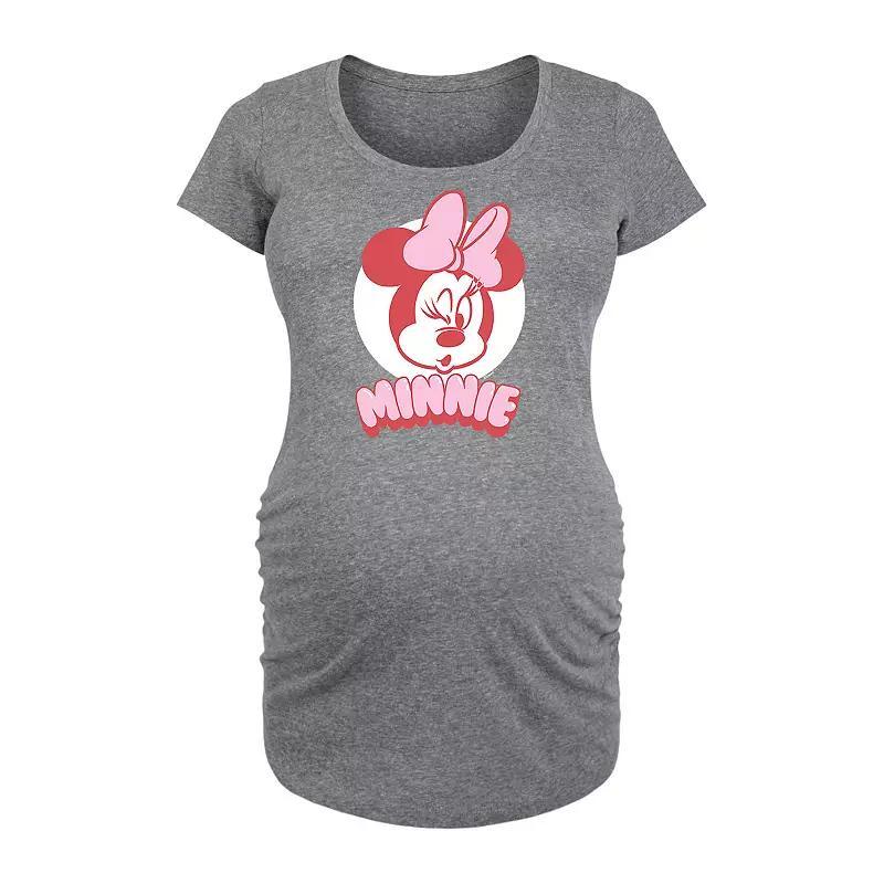 Disneys Minnie Mouse Maternity Pink Graphic Tee, Womens Grey Gray Product Image
