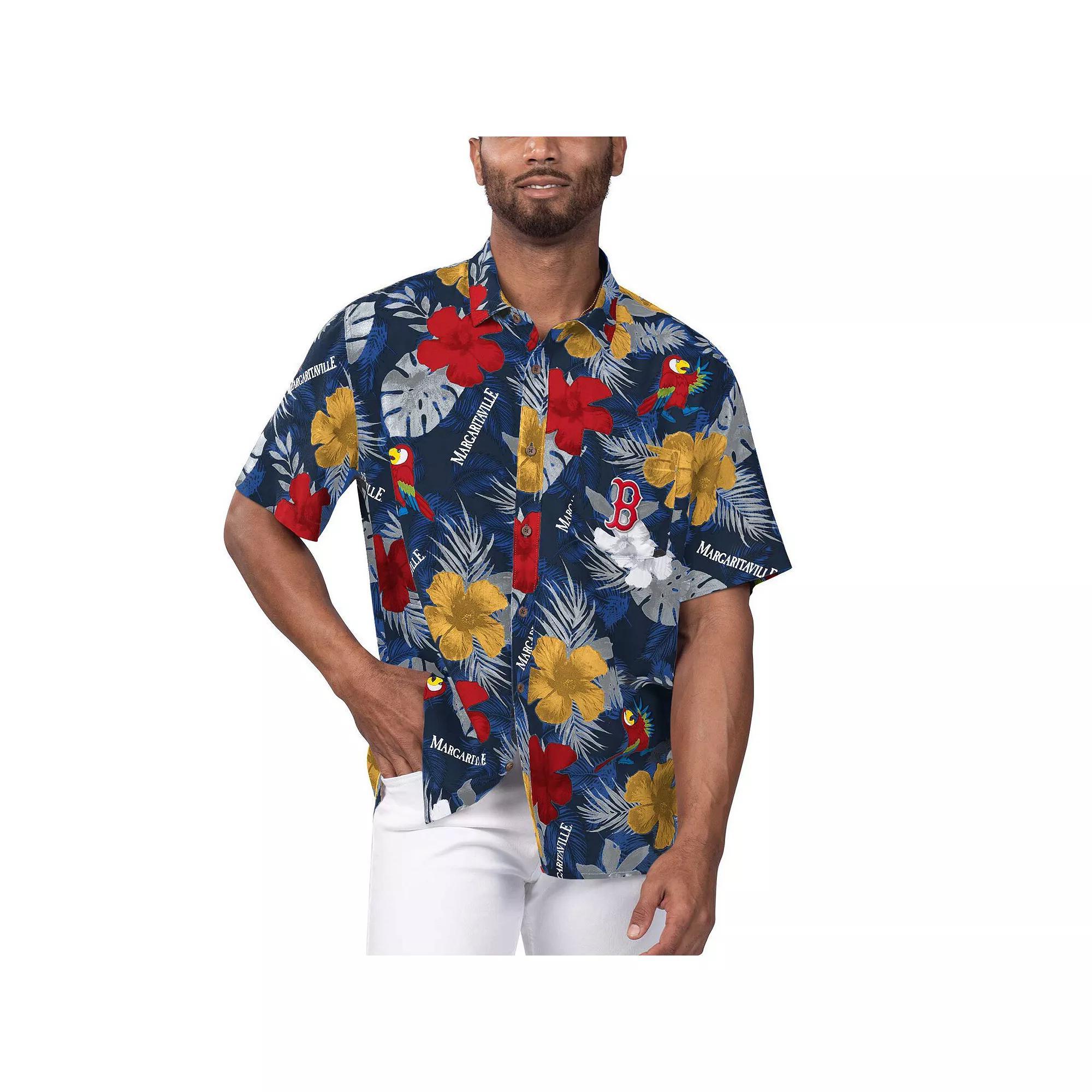 Men's Margaritaville Navy Seattle Mariners Island Life Floral Party Button-Up Shirt, Size: Large, Blue Product Image