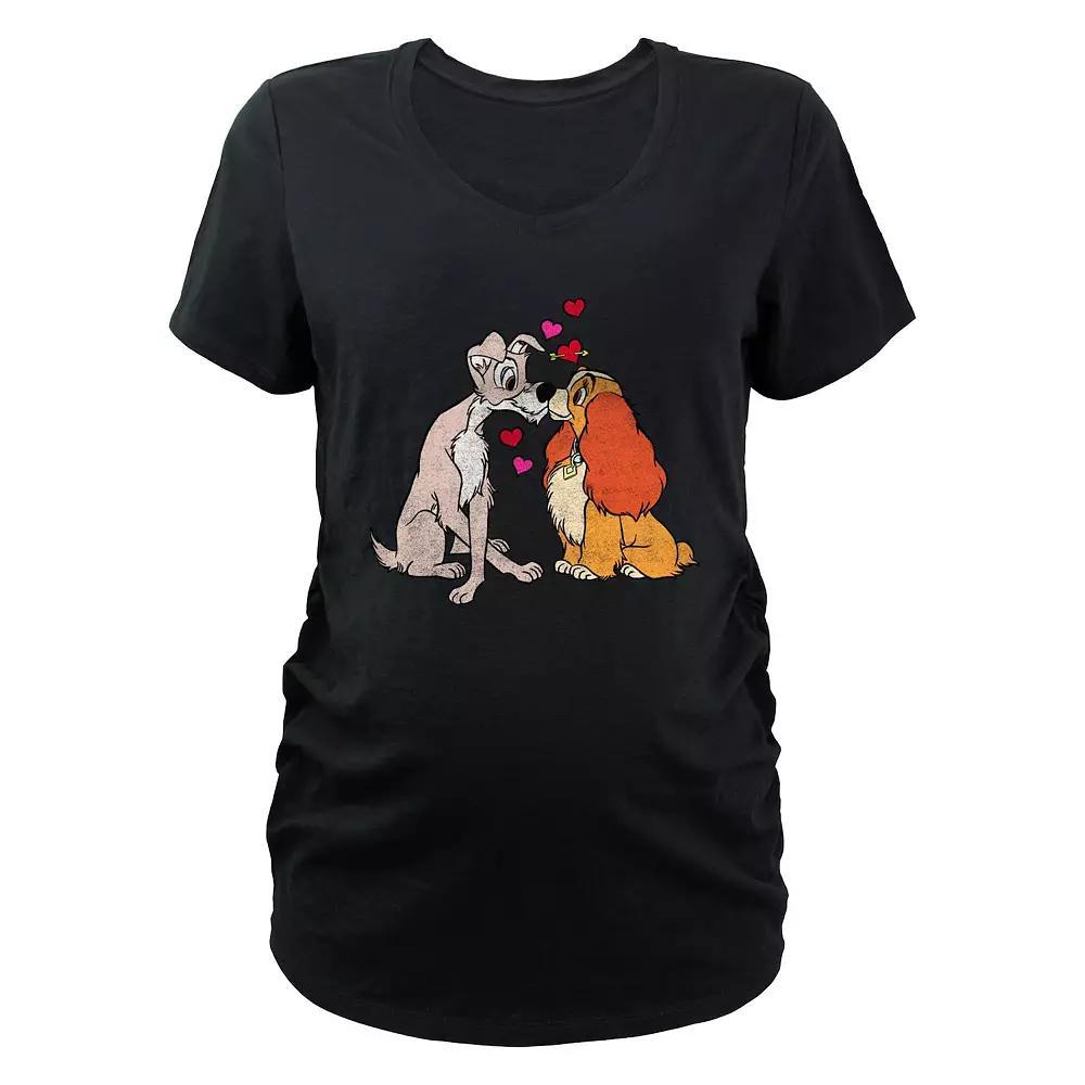 Disney's Lady And The Tramp Puppy Love Maternity Graphic Tee, Women's, Size: Medium-Mat, Black Product Image