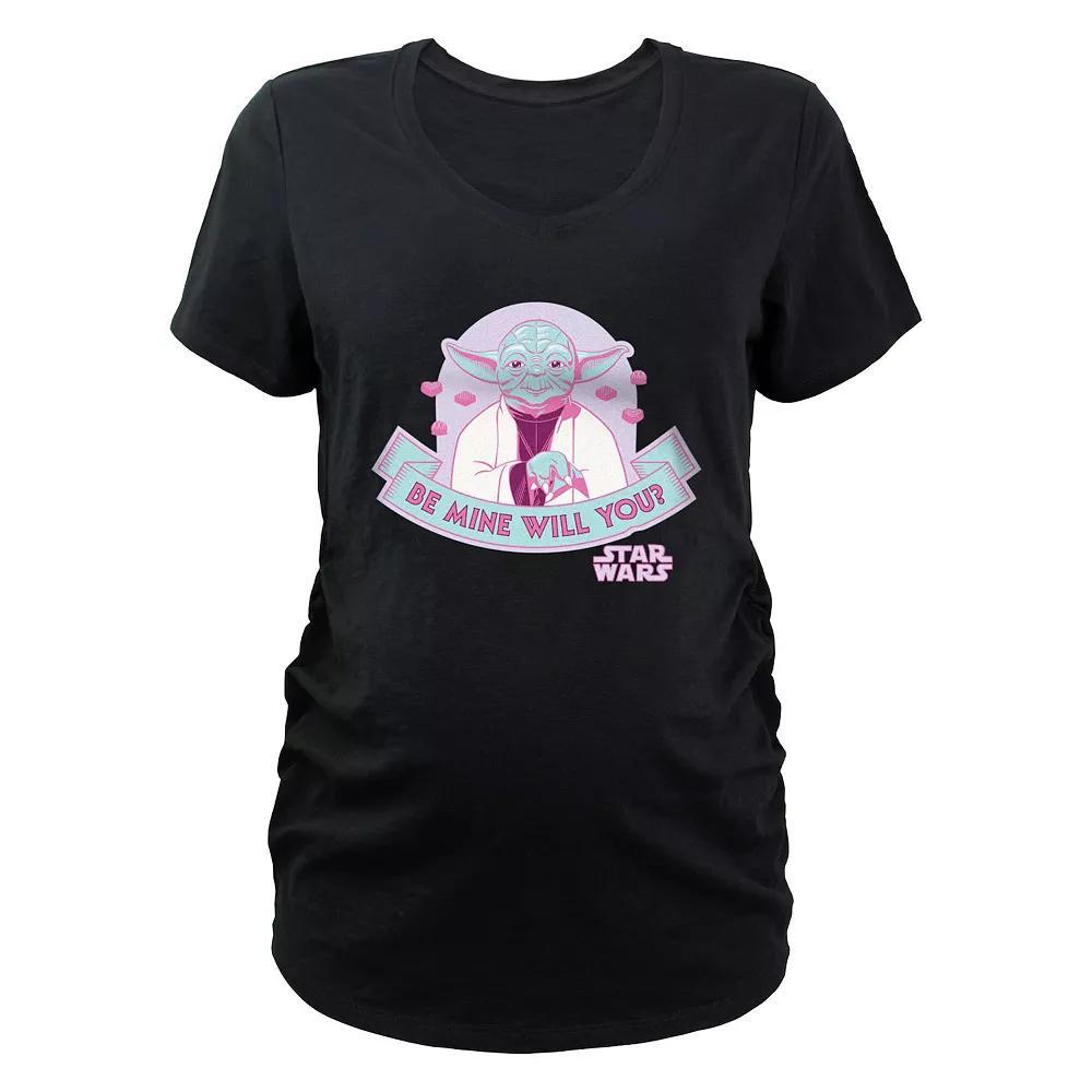Maternity Star Wars Yoda Be Mine Will You Graphic Tee, Women's, Size: XS-MAT, Black Product Image
