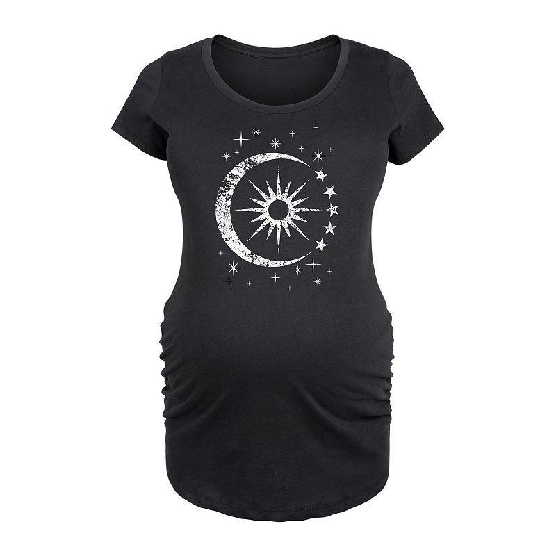 Maternity Celestial Sun Moon Scene Graphic Tee, Womens Blue Product Image
