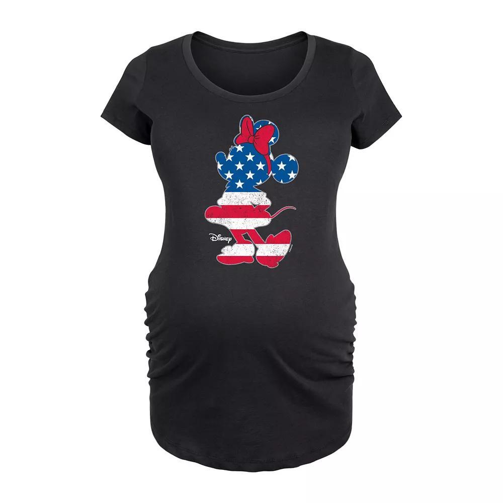 Disneys Minnie Mouse Maternity Americana Graphic Tee, Womens Grey Gray Product Image