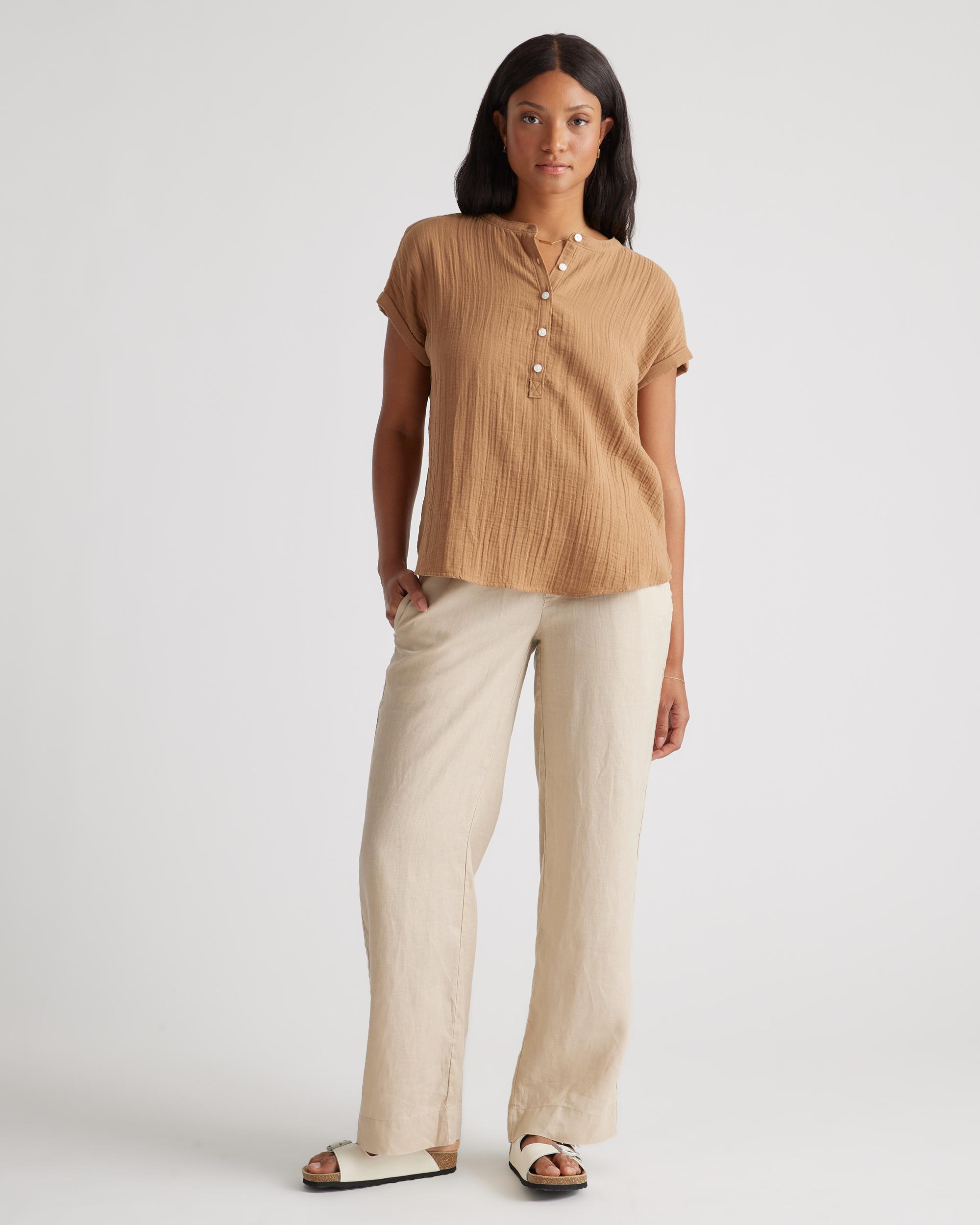 Quince | Women's Gauze Roll Sleeve Shirt Size XL, Organic Cotton Product Image