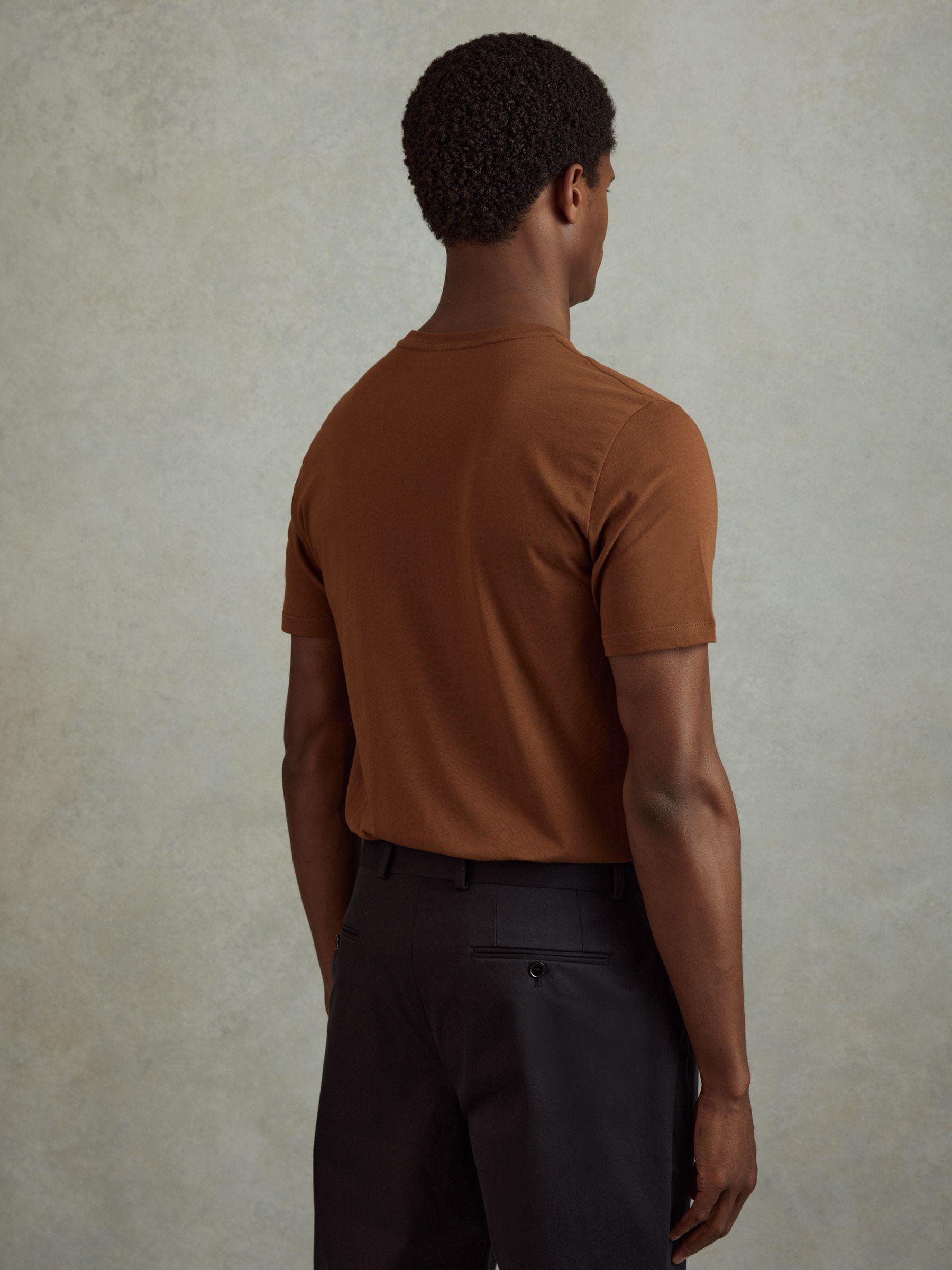 Cotton Crew Neck T-Shirt in Mocha Brown Product Image