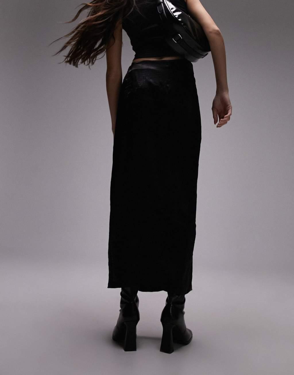 Topshop crinkle wrap midi skirt Product Image