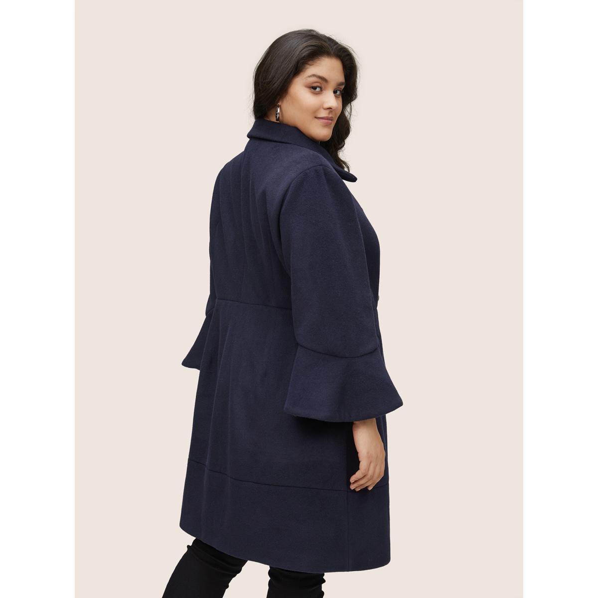 Plus Size Plain Double Breasted Asymmetrical Sleeve Coat Women Midnight Casual Lined Ladies Dailywear Winter Coats BloomChic 22-24/3X Product Image