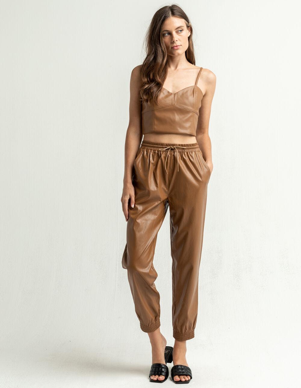 WEST OF MELROSE Vegan Leather Crop Top Product Image
