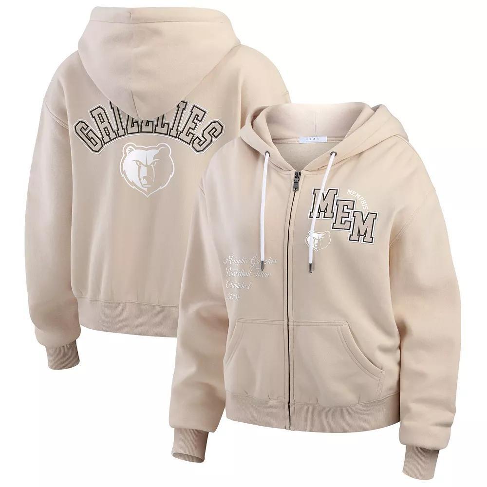 Womens WEAR by Erin Andrews Tan Memphis Grizzlies Tonal Felt Patch Full-Zip Hoodie Product Image