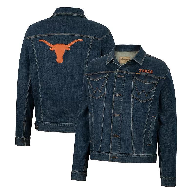 Men's Colosseum x Wrangler Navy Texas Longhorns Retro Button-Up Denim Jacket, Size: 2XL, Blue Product Image