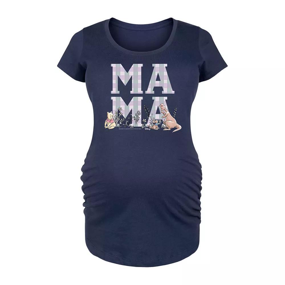 Disneys Winnie the Pooh Maternity Mama Grid Graphic Tee, Womens Blue Product Image