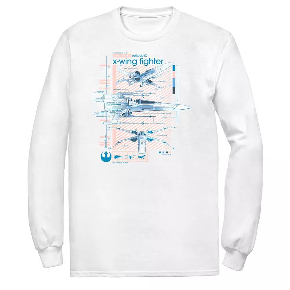 Men's Star Wars The Rise of Skywalker X-Wing Details Long Sleeve Graphic Tee, Size: Small, White Product Image
