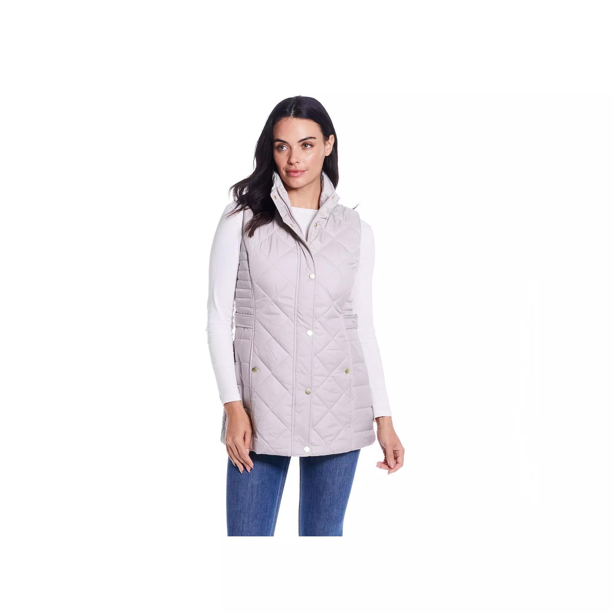 Women's Weathercast Quilted Longline Vest, Size: Large, Latte Product Image