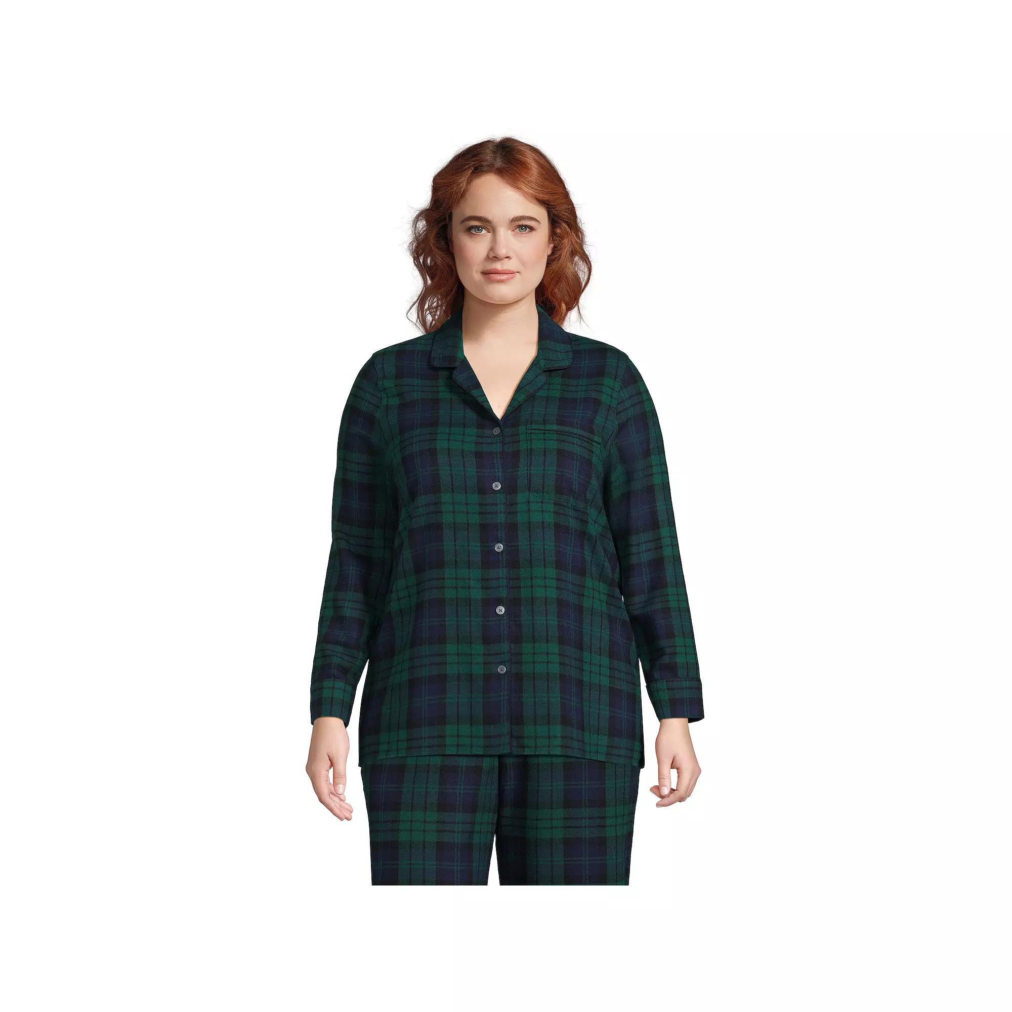 Plus Size Lands End Long Sleeve Flannel Pajama Top, Womens Product Image