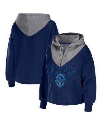Womens WEAR by Erin Andrews Dallas Mavericks Pieced Quarter-Zip Hoodie Jacket Blue Product Image