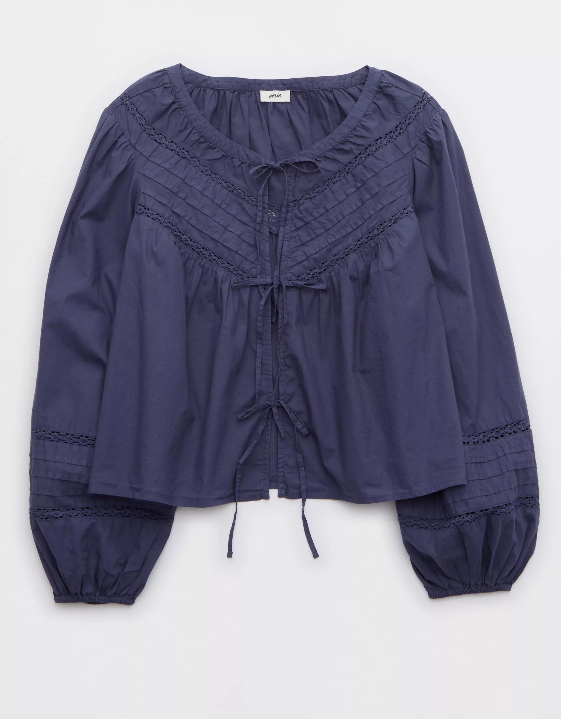 Aerie Long Sleeve Tie Front Top Product Image