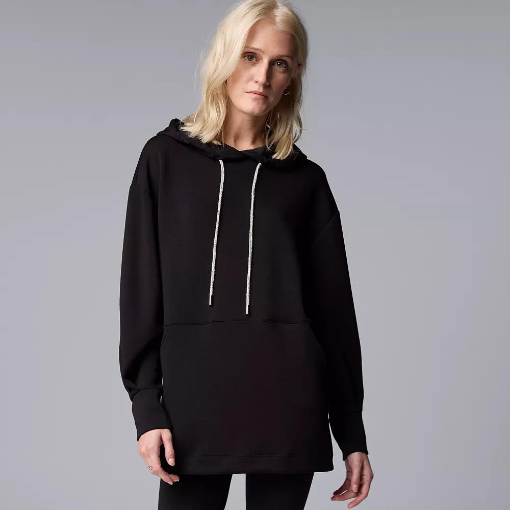 Women's Simply Vera Vera Wang Hooded Tunic, Size: XS, Black Product Image