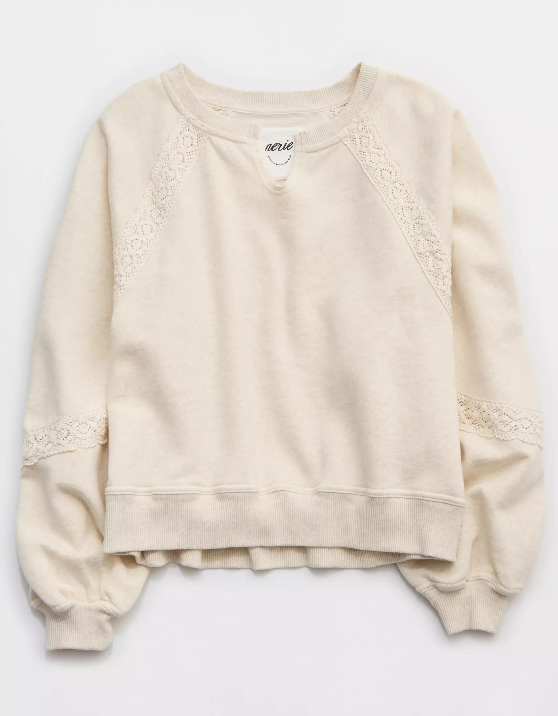 Aerie Hey Crochet Sweatshirt Product Image