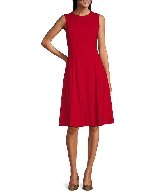 Investments Scuba Crepe Sleeveless Fit and Flare Dress Product Image