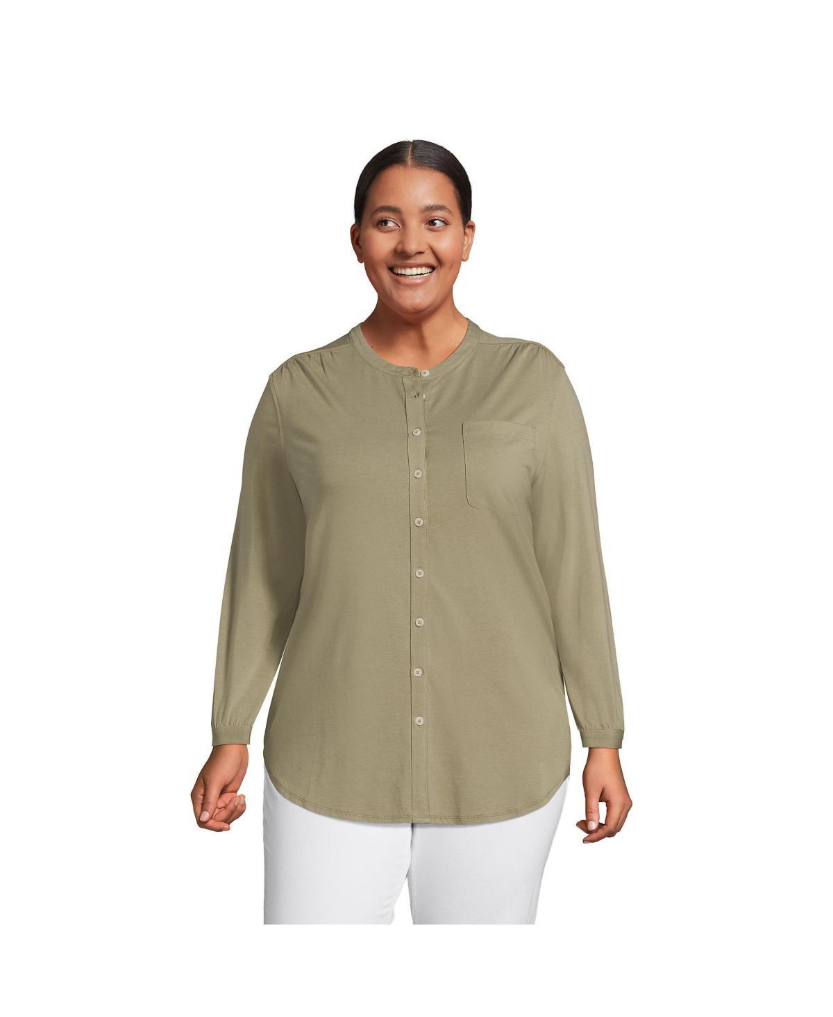 Plus Size Lands' End Long Sleeve Jersey A-line Tunic, Women's, Size: 2XL, Black Product Image