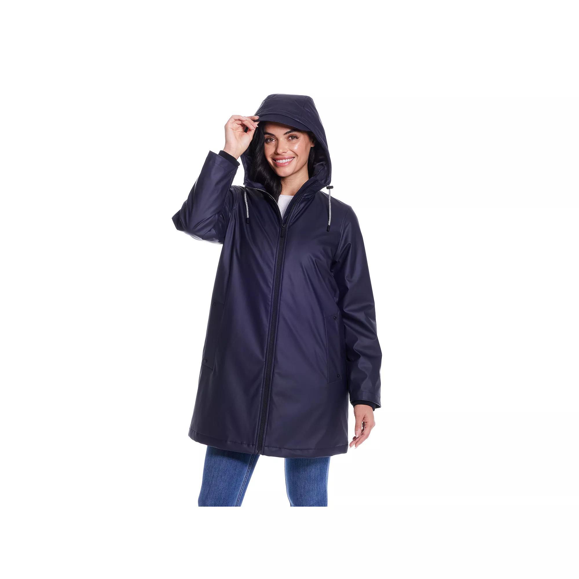 Women's Weathercast Water-Resistant Hooded Rain Jacket, Size: Large, Hunter Green Product Image