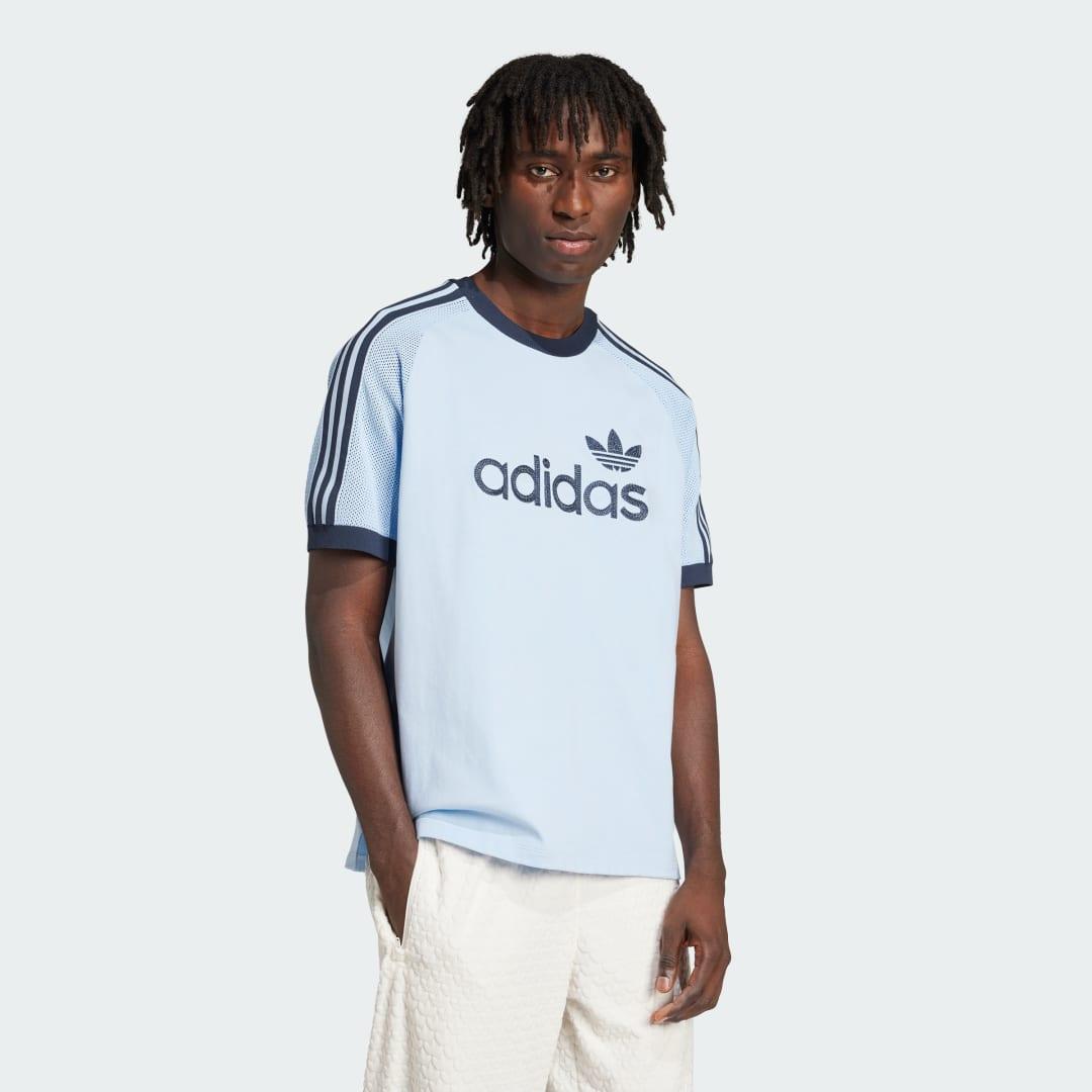 adidas Premium Knitted Tee Clear Sky XS Mens Product Image
