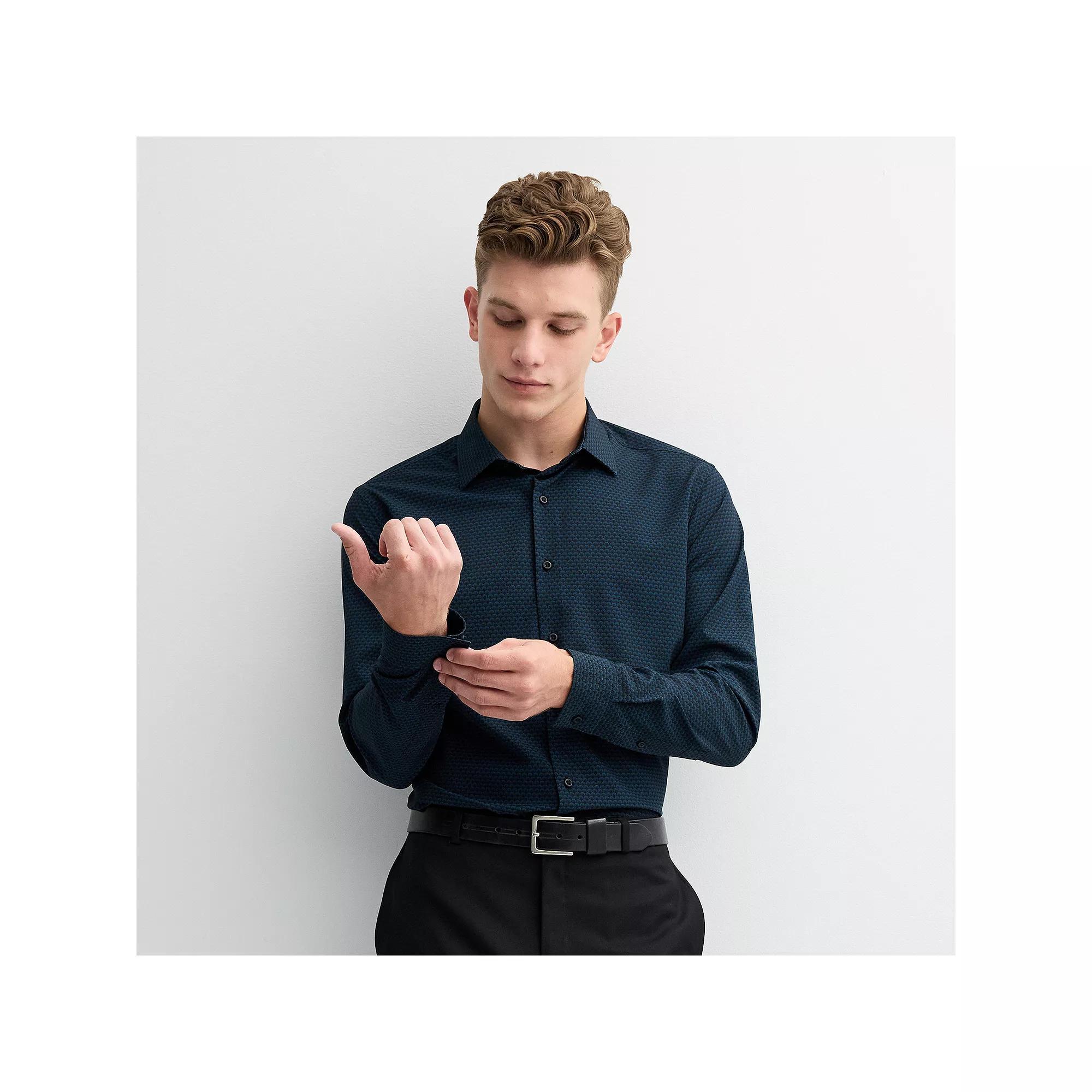 Men's Apt. 9® Performance Regular-Fit Wrinkle Resistant Dress Shirt, Size: XL-36/37, White Geo Floral Product Image