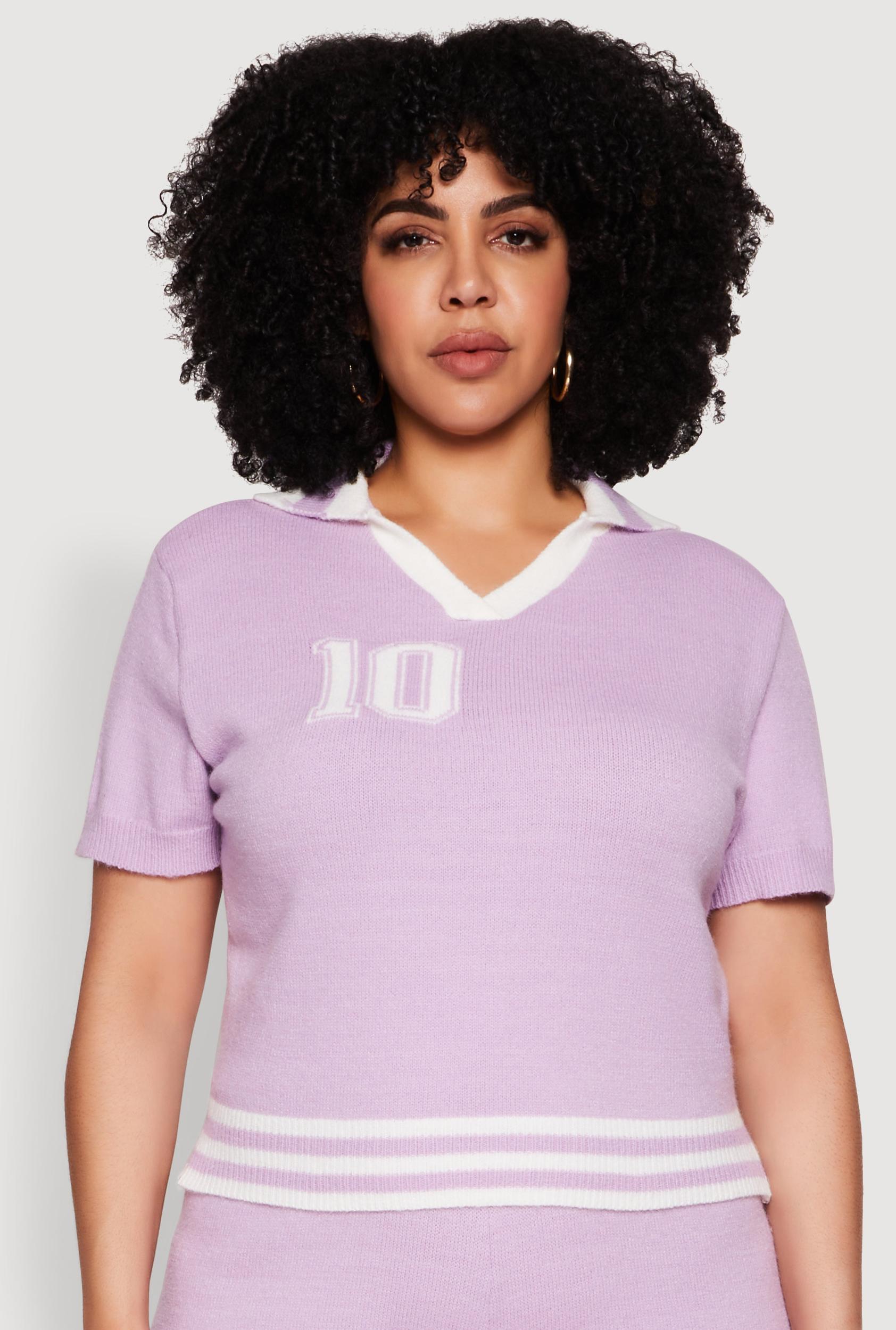 Womens Plus Size Daisy 10 Graphic Varsity Stripe Crop Top Product Image
