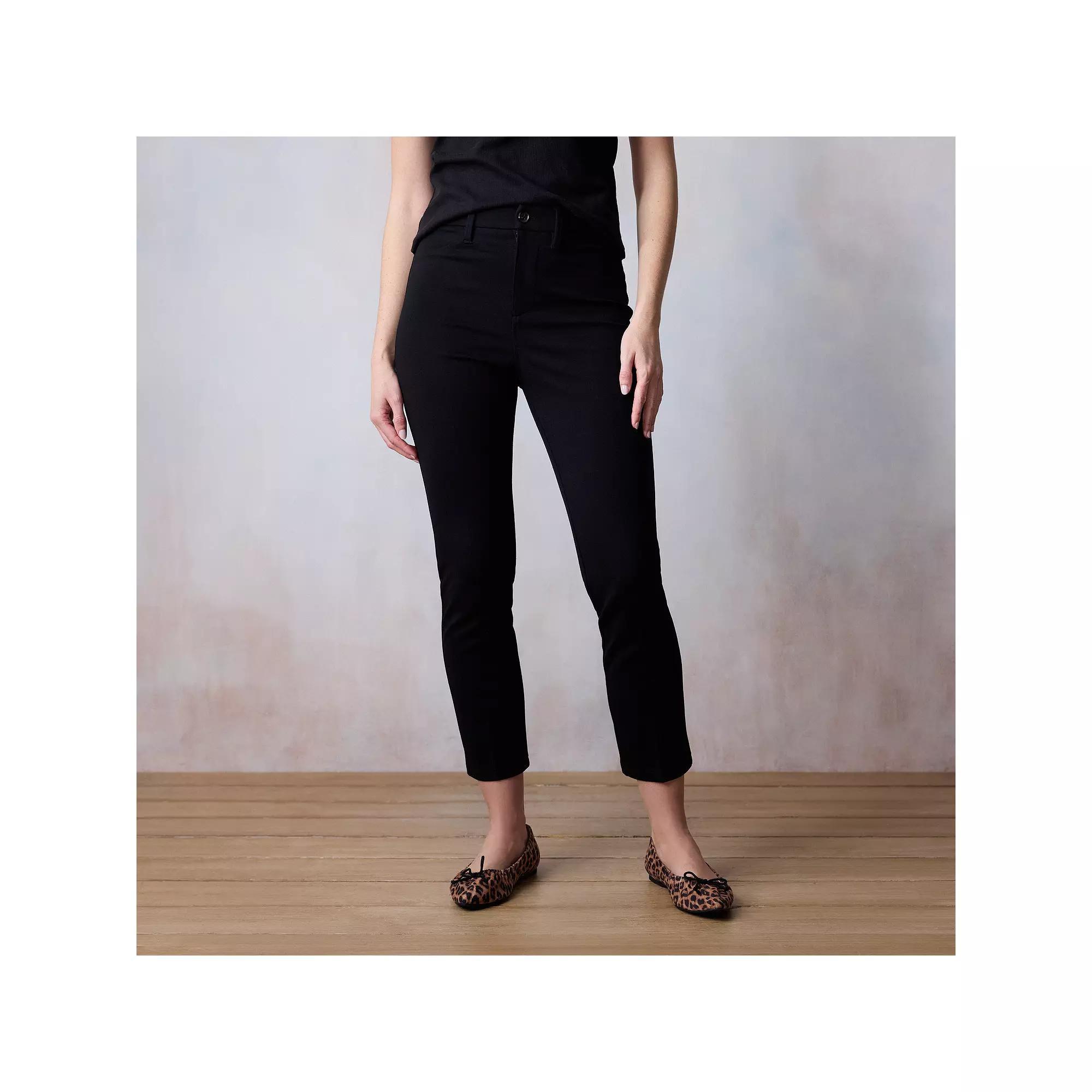 Women's LC Lauren Conrad High-Rise Skinny Ankle Ponte Pants, Size: XXL LONG, Black Product Image