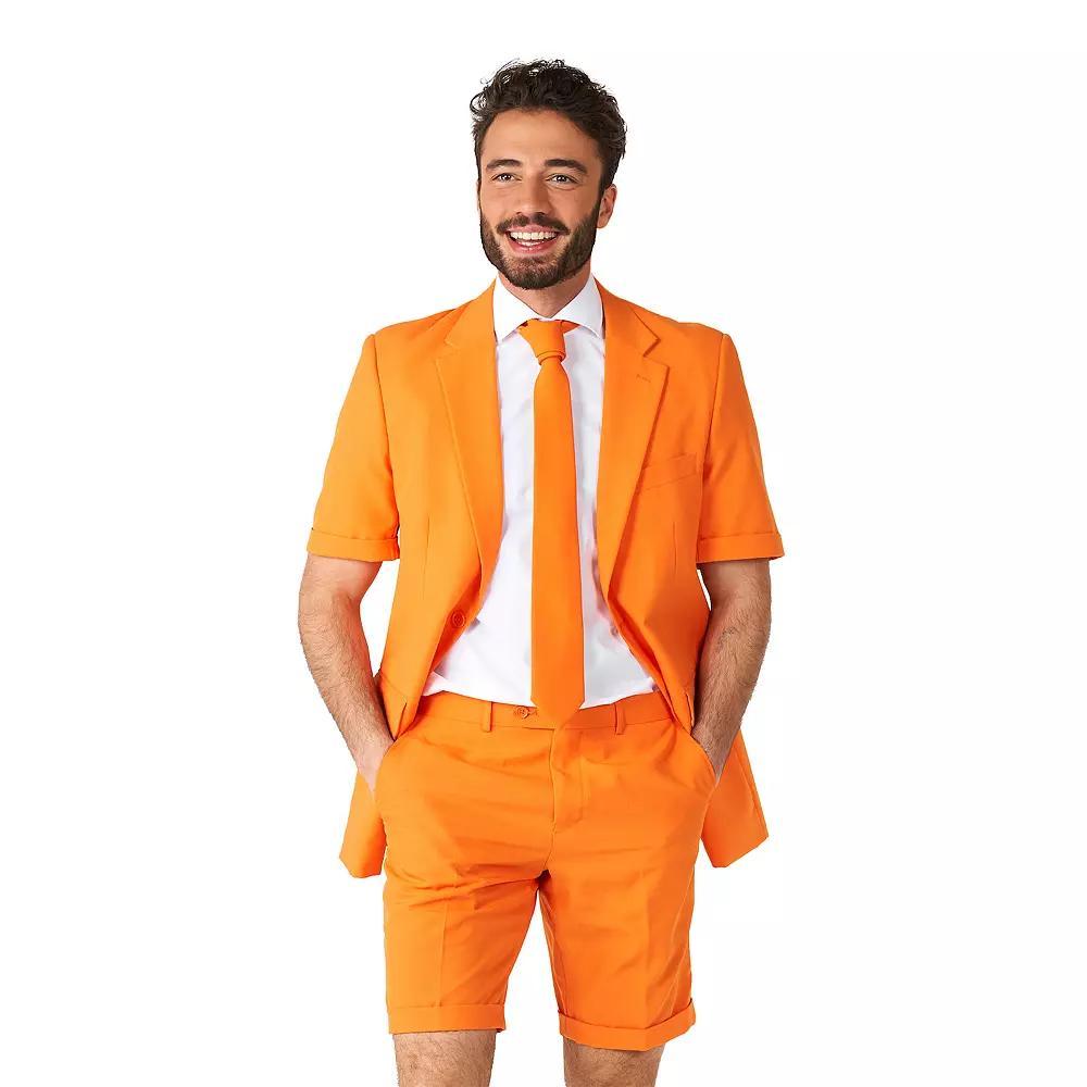 Men's OppoSuits Slim-Fit Novelty Short Sleeve Suit & Tie Set, Size: 42 - Regular, Blue Pink Product Image