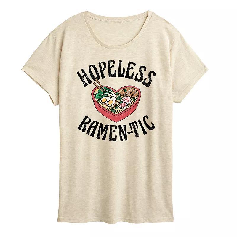 Womens Hopeless Ramen-tic Graphic Tee Grey Gray Product Image