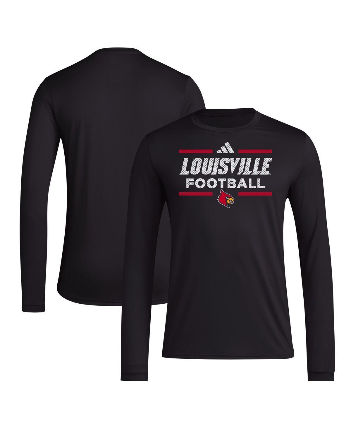 Men's adidas Black Louisville Cardinals Locker Football Pre-Game AEROREADY Long Sleeve T-Shirt, Size: Large Product Image