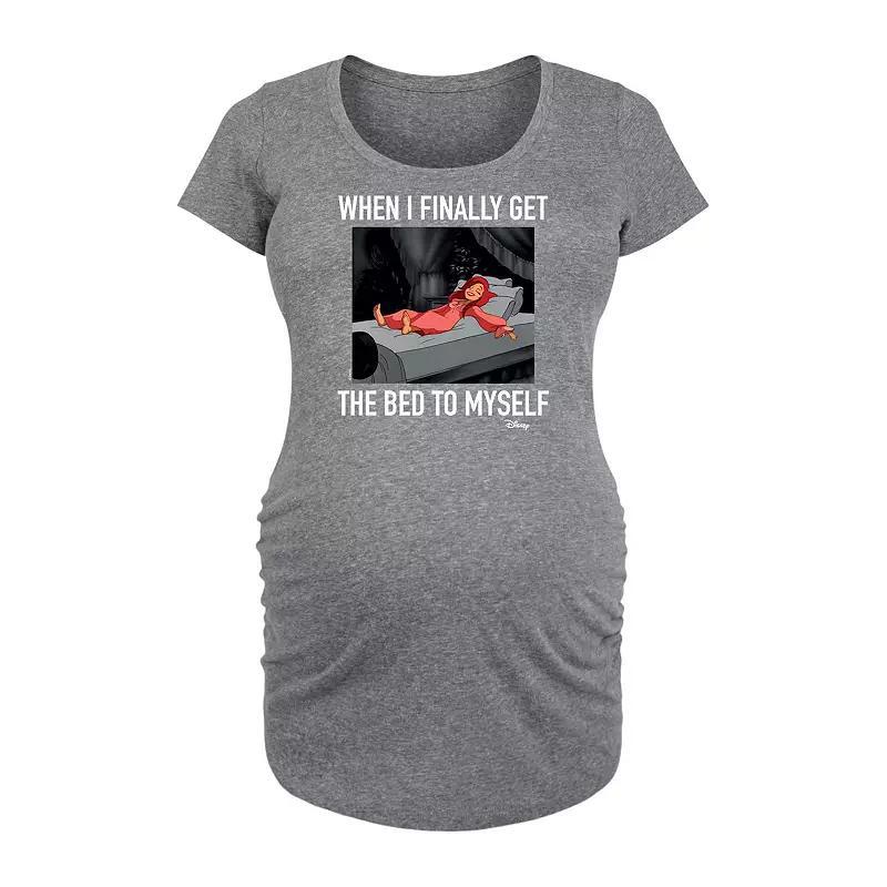 Disney Princess Ariel Maternity Bed To Myself Graphic Tee, Womens Grey Gray Product Image