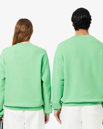 Unisex Loose Fit Badge Accent Fleece Sweatshirt Product Image