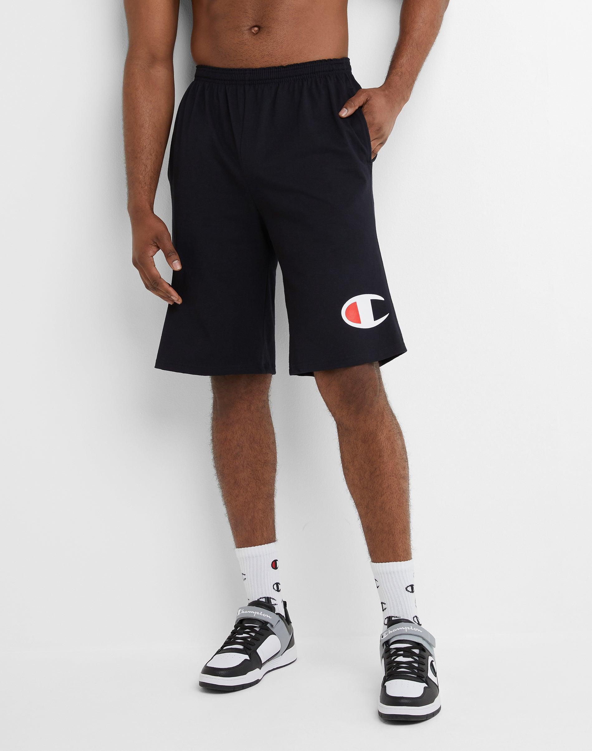 Mens Champion Lightweight Lounge Shorts, Graphic C Logo (Big & Tall) Black 3XT Product Image
