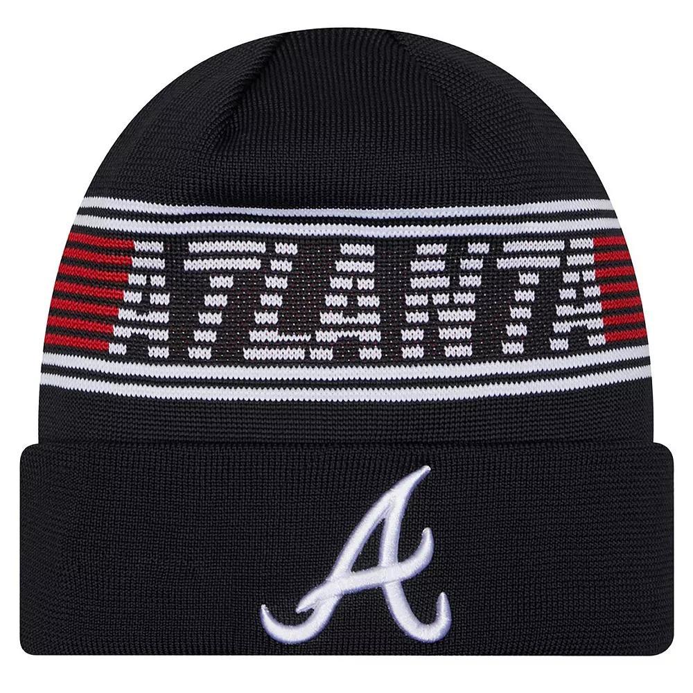 Men's New Era  Navy Atlanta Braves Authentic Collection Cuffed Knit Hat, Blue Product Image