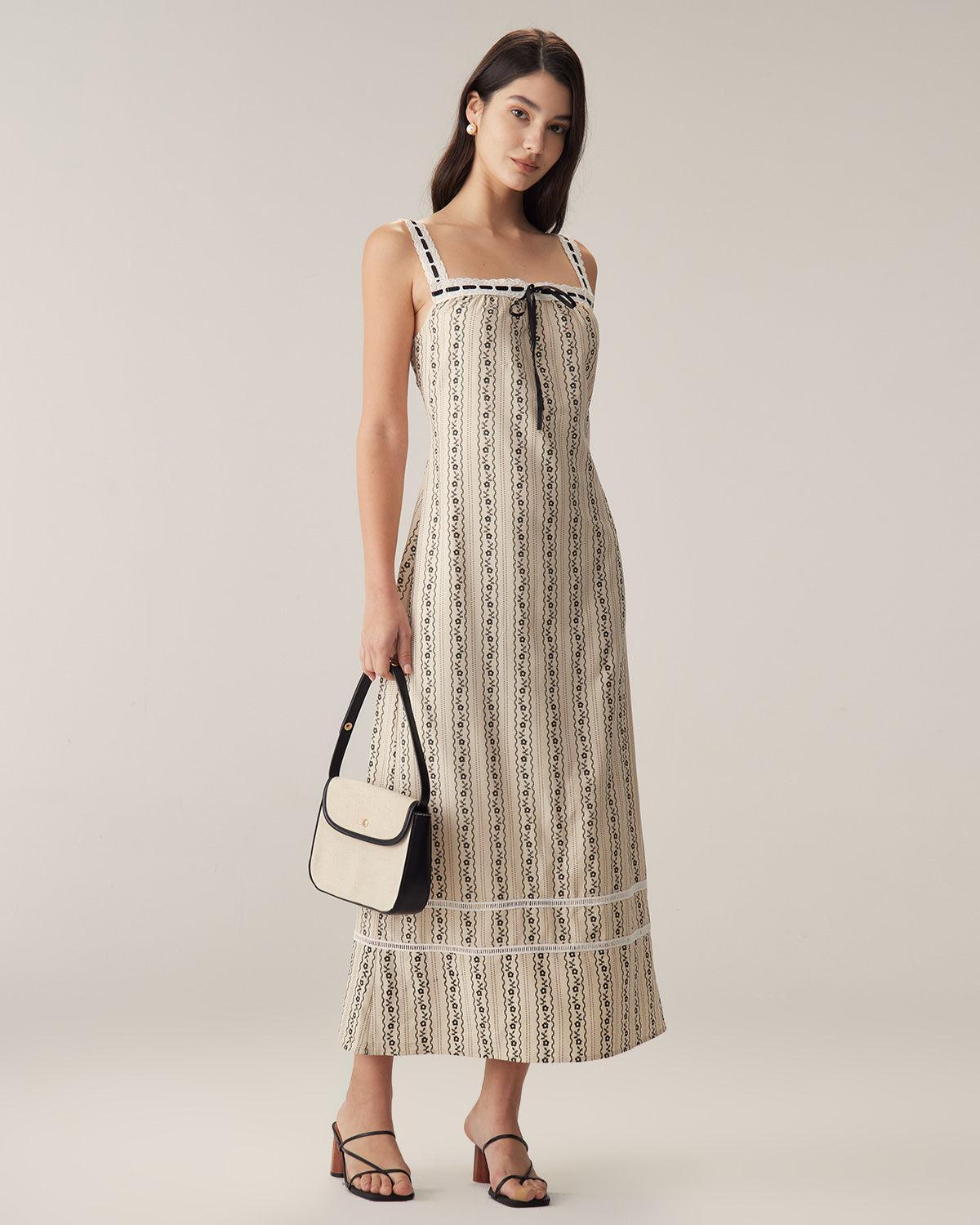 Apricot Striped Slip Maxi Dress Product Image