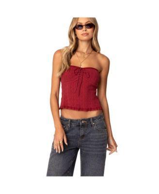 Edikted Womens Lacey Knit Tube Top Product Image