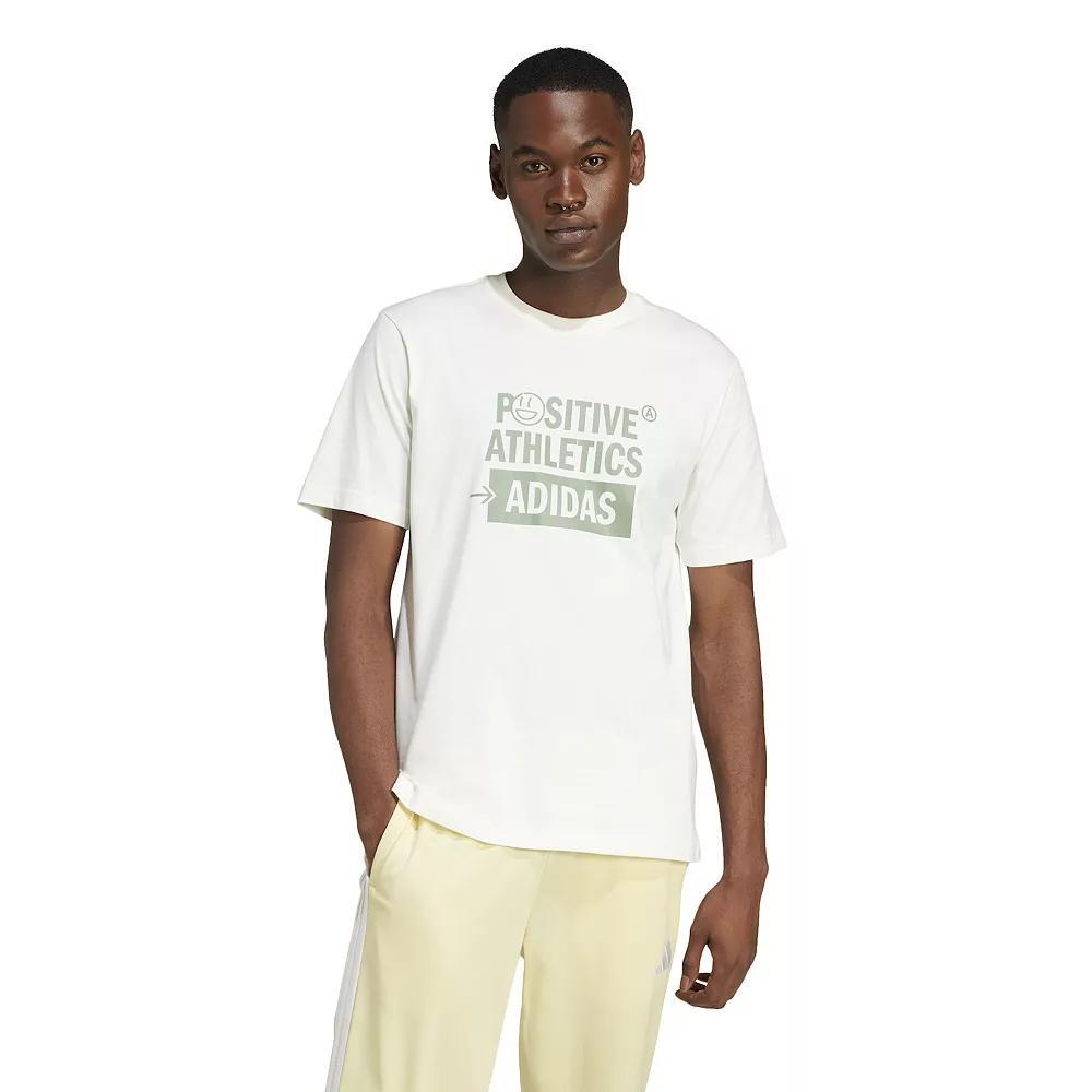 Men's adidas Lounge Verbiage Graphic Sportswear Tee, Size: XL, Off White Product Image