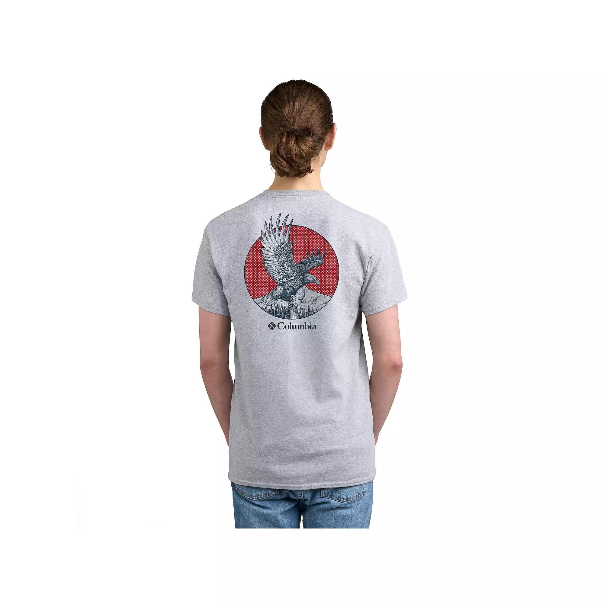 Men's Columbia Americana Adventure Print Short Sleeve Graphic Tee, Size: Small, Grey Gray Eagle Product Image
