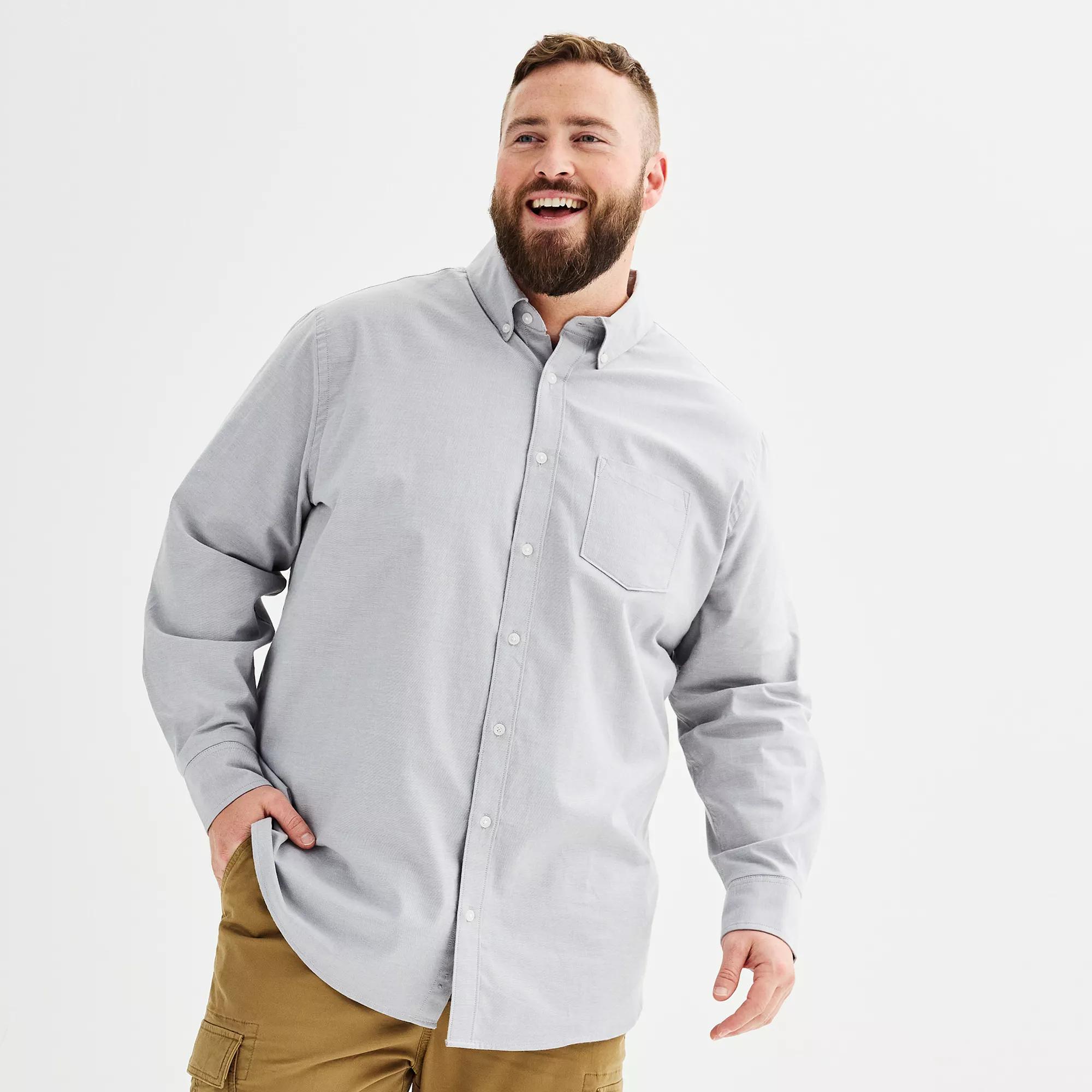 Big & Tall Sonoma Goods For Life® Perfect Length Button-Down Shirt, Men's, Size: Large Tall, Castlerock Product Image