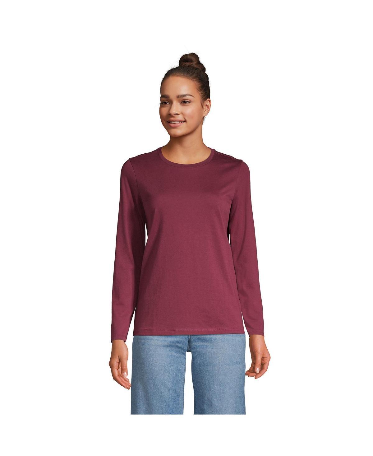 Petite Lands' End Relaxed-Fit Supima Long Sleeve Cotton Crewneck Tee, Women's, Size: XS Petite, Black Product Image