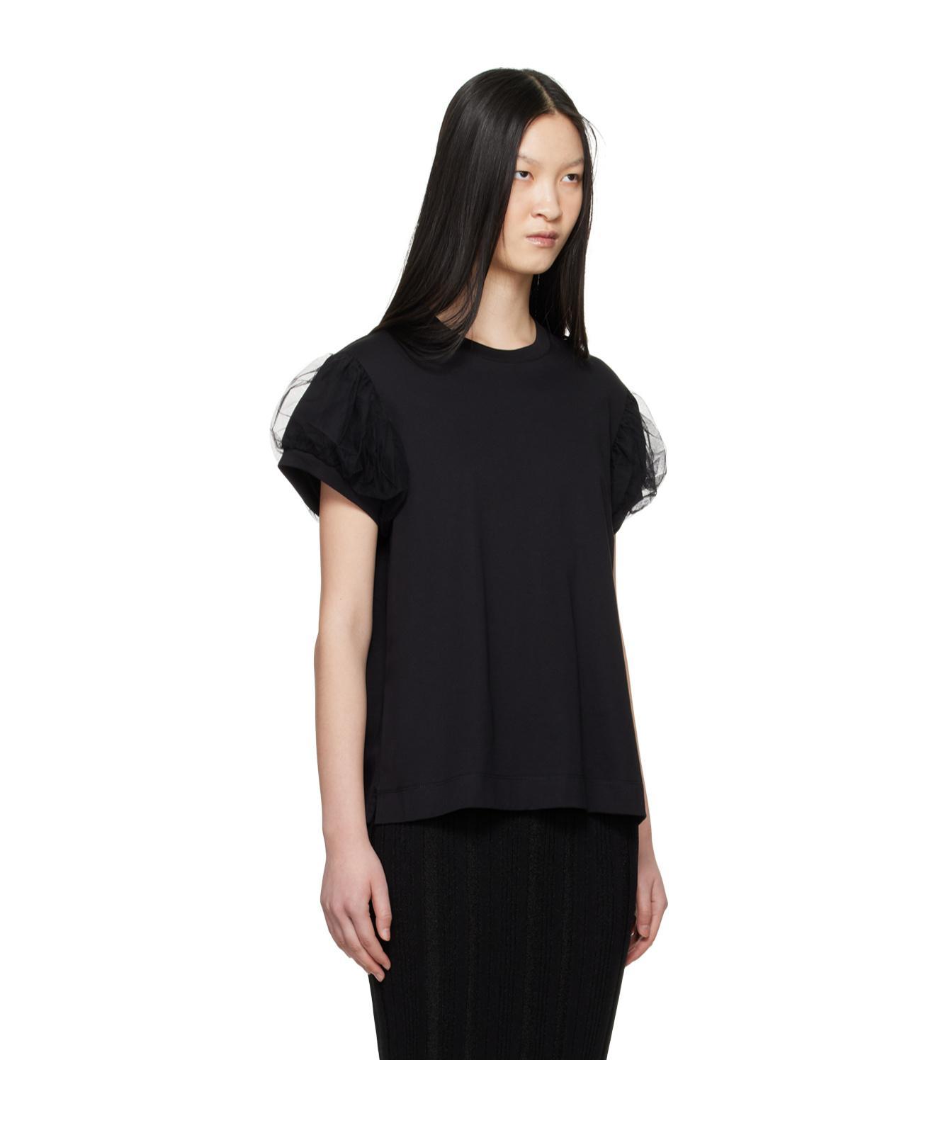 SIMONE ROCHA Black Tulle Overlay Puff Sleeve T-shirt In Black/black Product Image