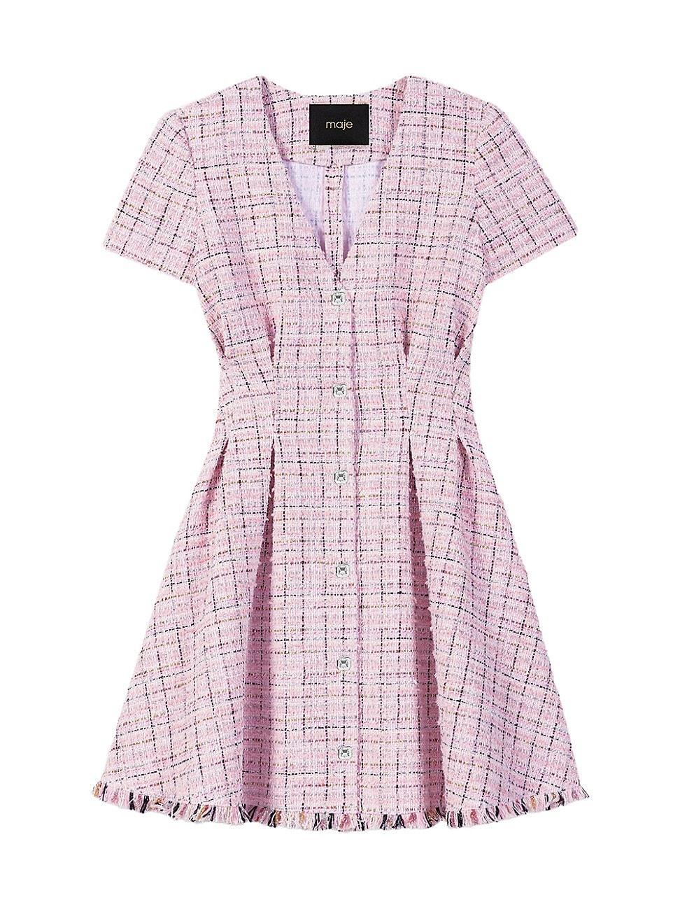 Womens Tweed Babydoll Dress Product Image