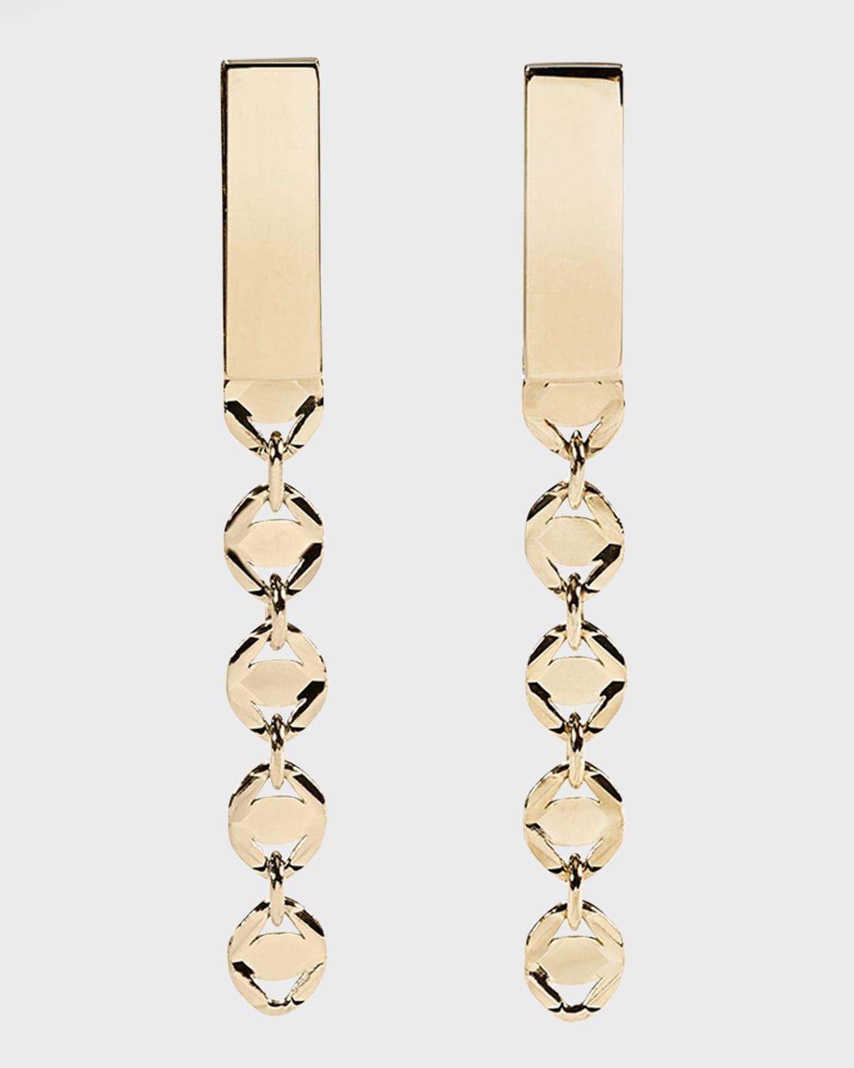 Womens Short 14K Yellow Gold Miami Linear Earrings Product Image