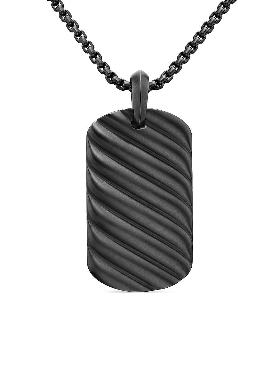 Mens Sculpted Cable Tag in Titanium, 42MM Product Image